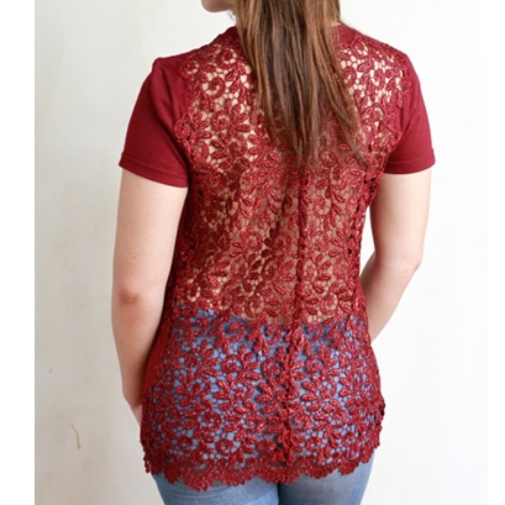 Custom-made Crimson with Lace Back T-Shirt